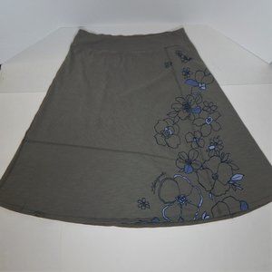 Life is Good Women's Skirt Size Small A-Line Green Floral Pattern Front Left